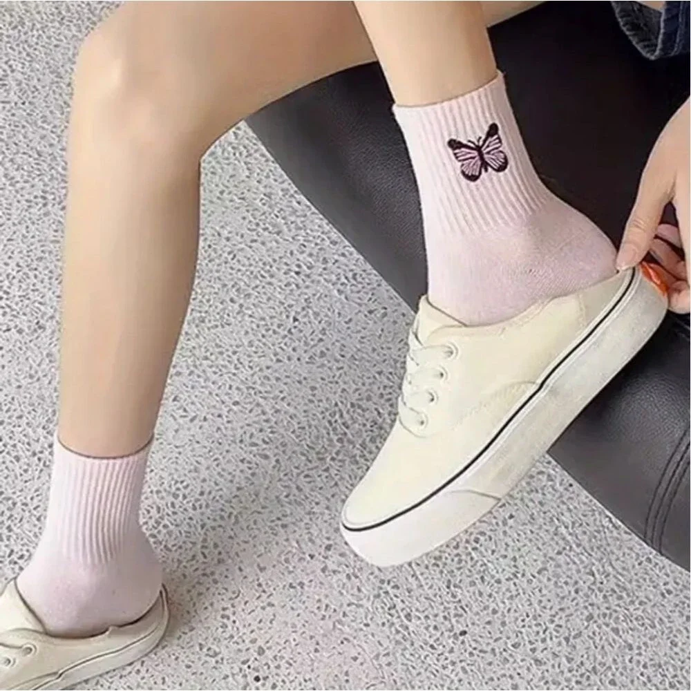 Butterfly ribbed ankle socks bundle pack